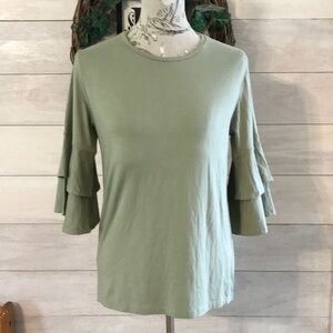 NWT Frye Green Ruffle Sleeve Top XS